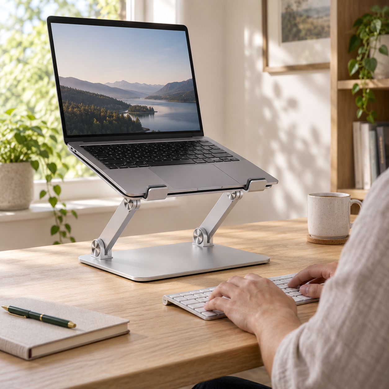 Foldable Laptop Stand in use
