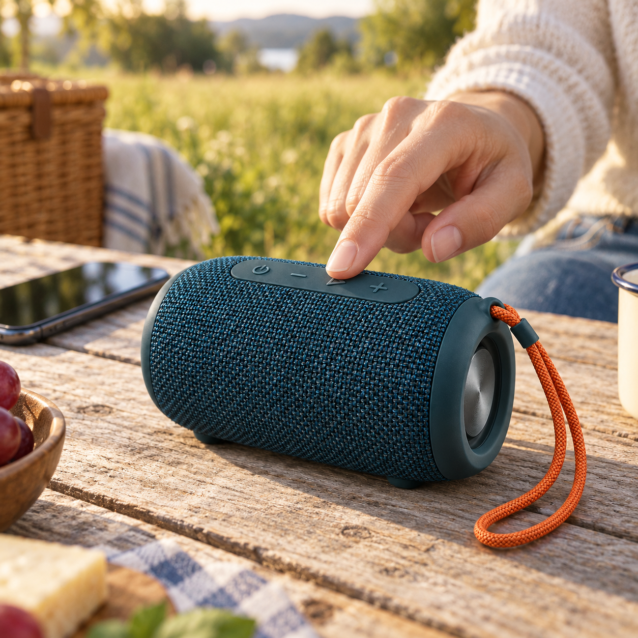 Compact Bluetooth Speaker in use