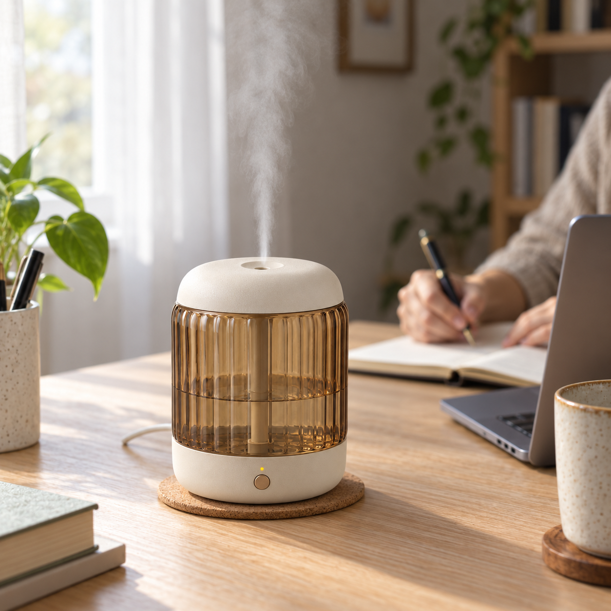 Mini Desktop Humidifier in use