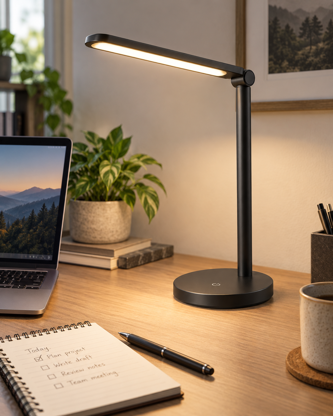 Portable LED Desk Lamp in a real workspace
